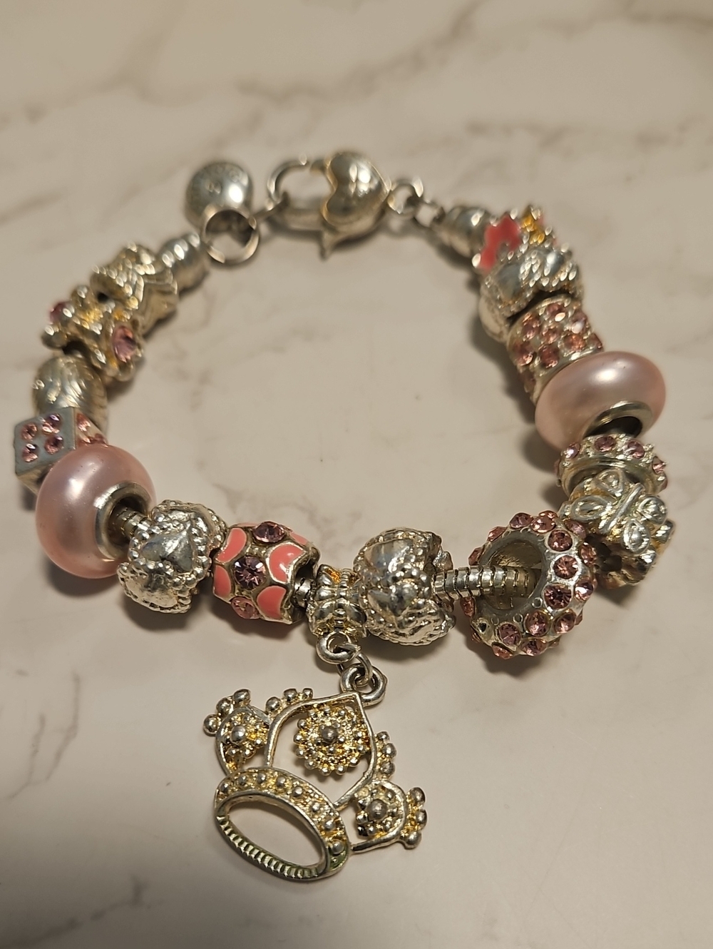 Pink Pandora Bracelet With Charms
